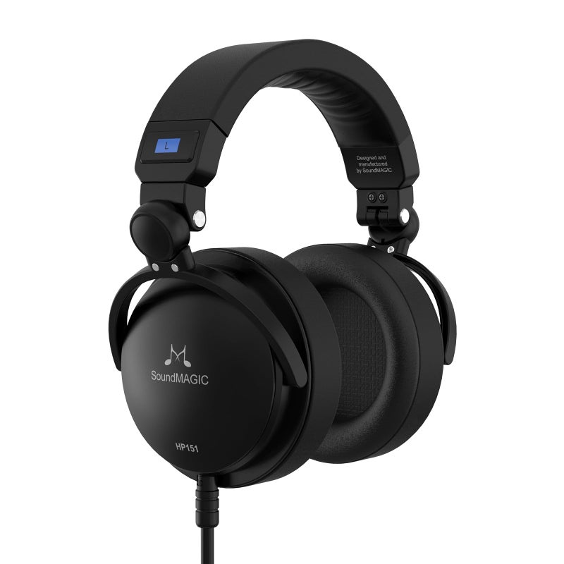 SoundMAGIC HP151 Over-Ear Wired Headphones for Monitoring & Recording, Closed-Back HiFi Stereo Headsets for Audiophiles, Work with All Audio Devices, Adjustable & Collapsible Design, Black - Image 1